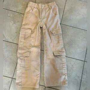 SHEIN Khaki cargo pants size 8-9 kids elastic stretch waist
